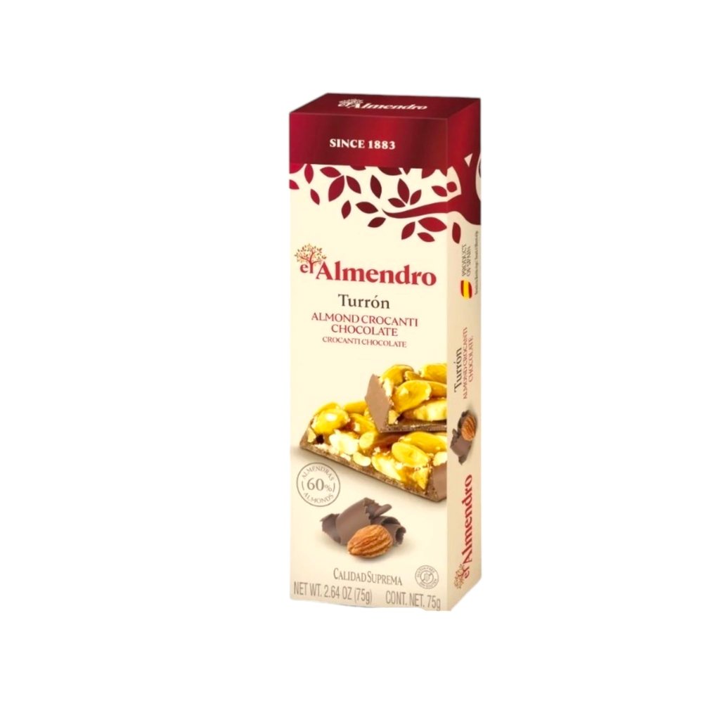 El Almendro Almond Crocanti Chocolate, Premium Spanish Turron Snack 75g