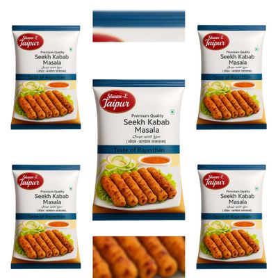Shaan-E-Jaipur Seekh Kabab Masala | Mughlai Spice Blend for Tandoori & Grilled Kababs | Bold & Smoky Flavor | 100% Natural, No Preservatives | Premium Handcrafted Ingredients | 250g Pack l Pack of 5