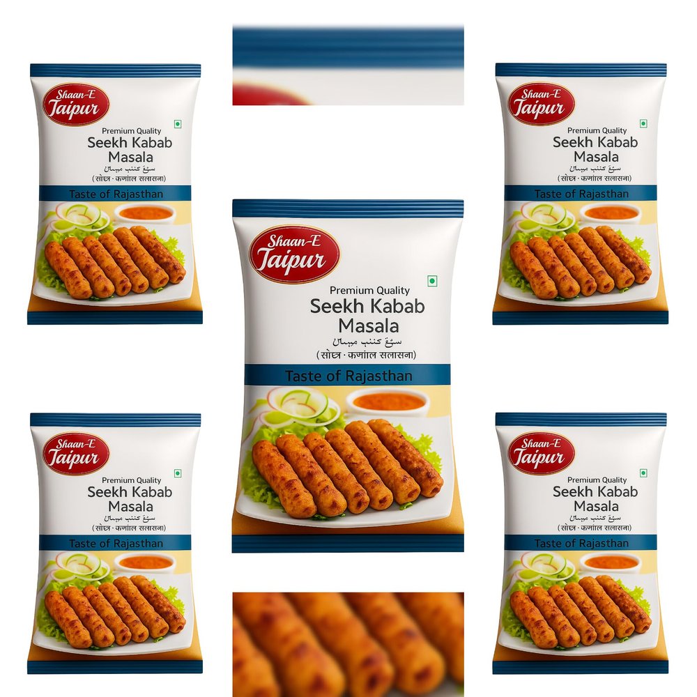 Shaan-E-Jaipur Seekh Kabab Masala | Mughlai Spice Blend for Tandoori & Grilled Kababs | Bold & Smoky Flavor | 100% Natural, No Preservatives | Premium Handcrafted Ingredients | 250g Pack l Pack of 5