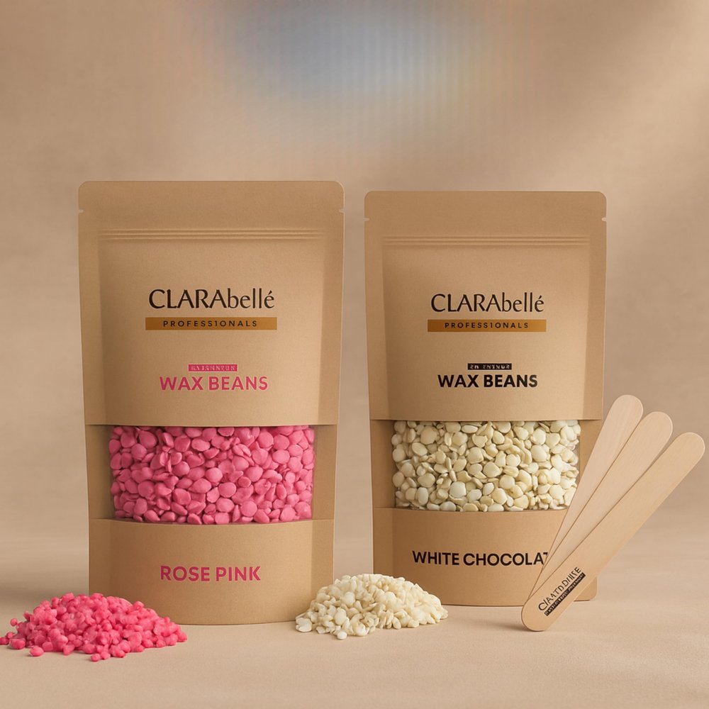 ClarabelleBrazilian Hard Wax Beans Combo Pack | White Chocolate & Activated Charcoal Beads | Painless Stripless Hair Removal for Face, Bikini & Body (RosePink+White Chocolate, 1 Kg)