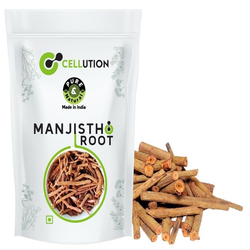 CELLUTION Manjistha Root Sticks - 100gm Majith | Indian Madder | Manjishtha | Manjishta | Manjista | Rubia Cordifolia (100 Grams)