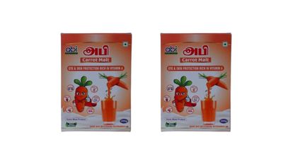 ABI FOODS Carrot Malt | Natural Health Drink Mix | Rich in Vitamin A for Eye & Skin Protection | Tasty & Nutritious Beverage for Kids & Adults | 100% Vegetarian(Pack of 2)