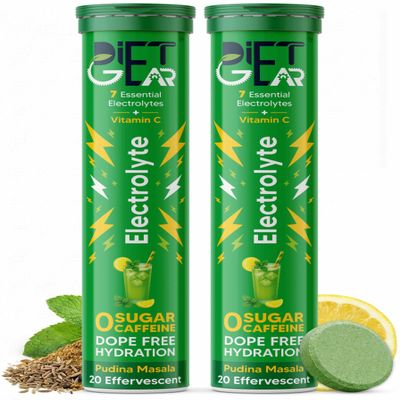 SMART PACK of 2 | DIET GEAR 0 Sugar, 0 Caffeine Electrolyte Drink Mix | Pudina Masala | 10L/40 Glasses of 7 Clean Electrolytes | Instant Daily Hydration for Gym, Heat & Hustle | No BS: No Maltodextrin, No Sucralose, No Artificial Sweeteners | Made fo