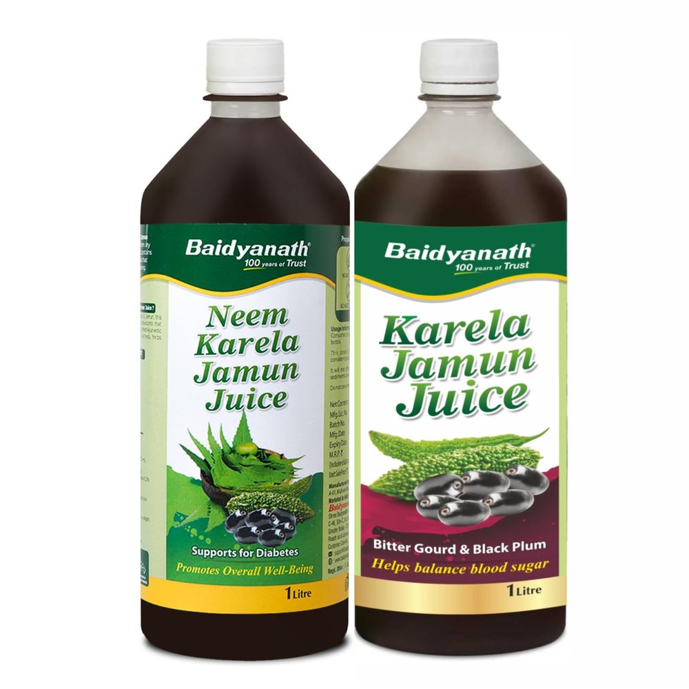 Baidyanath Neem Karela Jamun & Karela Jamun Juice combo (2L, 1Litre X 2) | Natural Remedy for Blood Sugar Management | Best For Digestive Health, Diabetic, Skin Care & Natural Detox | No Added Sugar