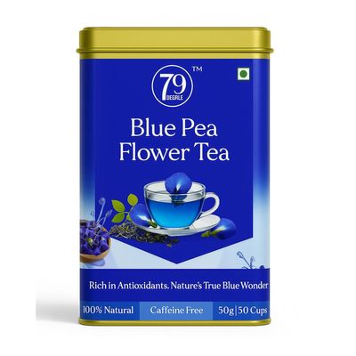 79 Degree Wellness Tea I Premium Blend in Tinbox (50 Gm, Blue Pea Tea (FBM))