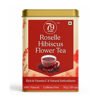 79 Degree Wellness Tea I Premium Blend in Tinbox (50 Gm, Roselle Hibiscus Tea)