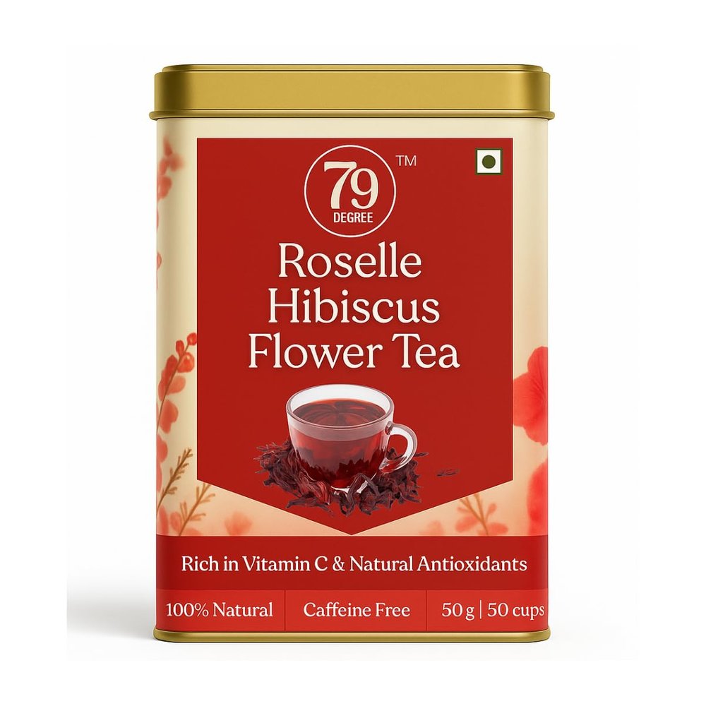 79 Degree Wellness Tea I Premium Blend in Tinbox (50 Gm, Roselle Hibiscus Tea)