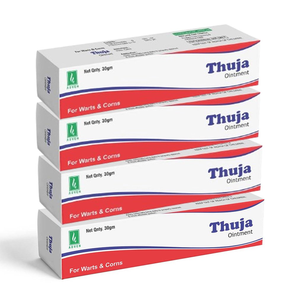 Advens Thuja Ointment 30GM X 4 | For Wart & Corn Herbal Cream Formula | Smooth & Healthy Skin | Easy Topical Application | Daily Skin Care