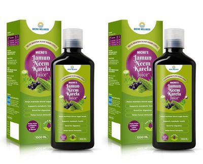 Micro Wellness Jamun Neem Karela Juice 1 L x Pack of 2
