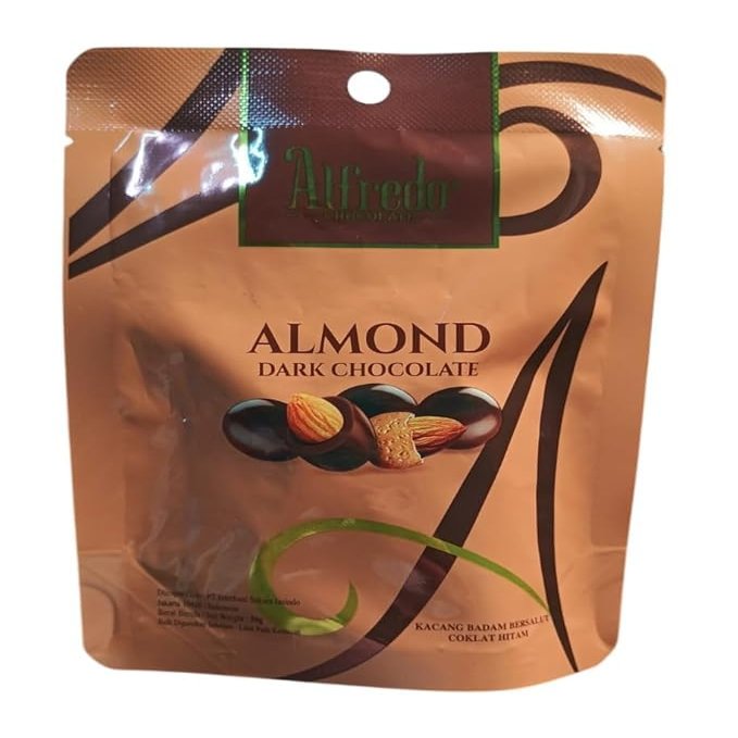 Alfredo Dark Chocolate Coated With Almonds, Each 50g X Pack of 2 (From Malaysia) Travel Pack