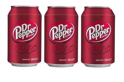 Dr.Pepper Carbonated Soft Drink Original Flavour, 330 ml Can, Pack of 3 (From UK)
