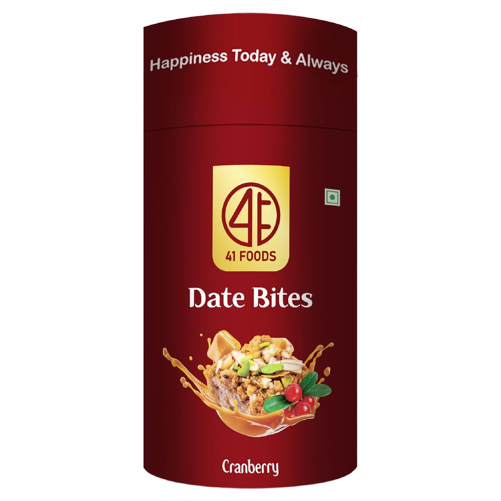 41 Foods Premium Cranberry Date Bites | Dates Burfi | 200g