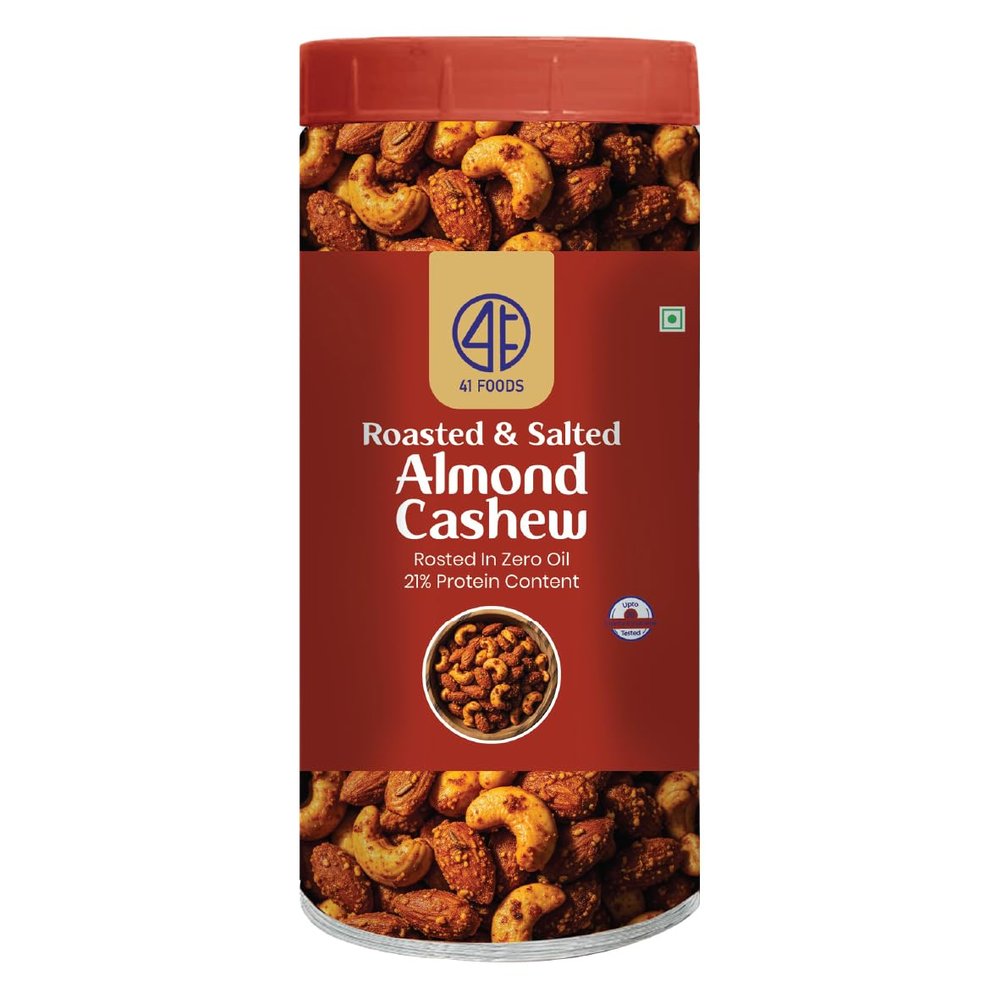 41 Foods Premium Salted Cashew Almonds | Flavoured Nuts | 800g (400g x 2)