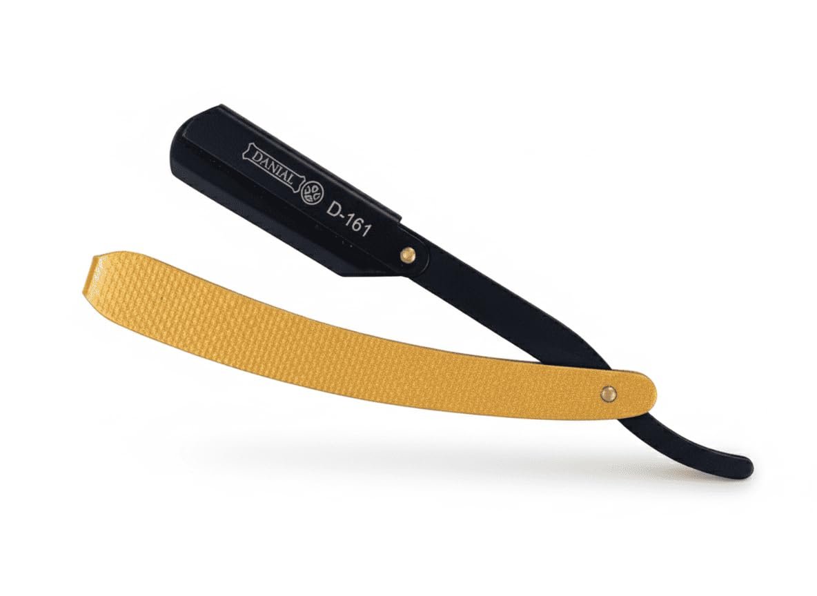 DANIAL Professional Black & Gold Razor for Men - Titanium Coated Beard Shaper & Shaving Kit, Black & Gold, Rust-Free Stainless Steel for Smooth, Irritation-Free Shave