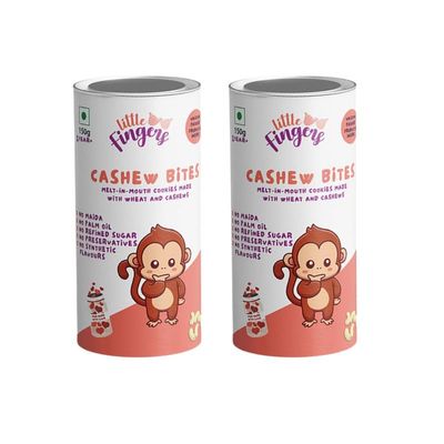 LITTLE FINGERS Organic Healthy Cookies With No Refined Sugar And Preservatives - 150 Grams Each | Suitable For 1 Year+ | CASHEW BITES COOKIES, Pack Of 3