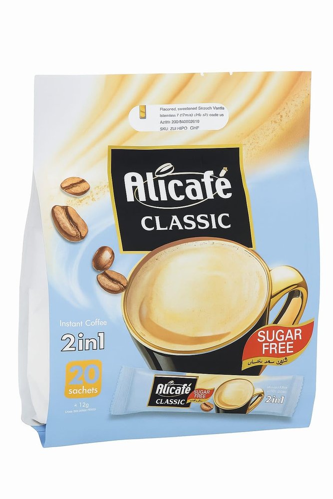 Alicafa Classic 2 in 1 Instant Coffee | Sugar Free | 20 Sachets x 12g (240g)