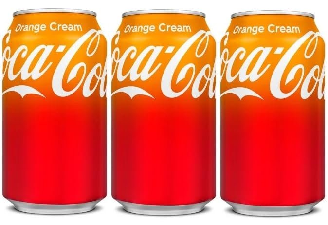 Cocas cola Orange Cream Soda Flavored Soft Drink Can 355ml, Pack Of 3