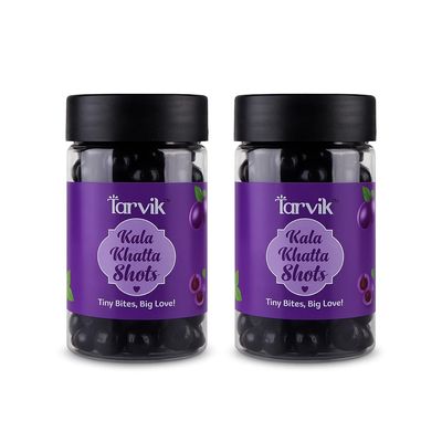 Tarvik Kala Khatta Shots  Tangy & Sweet Jamun Flavored Candy | Indian Chatpata Taste | Mouth-Watering Treat for All Ages | Digestive Candy | After-Meal Snack | Sweet & Sour Delight (Pack of 2)