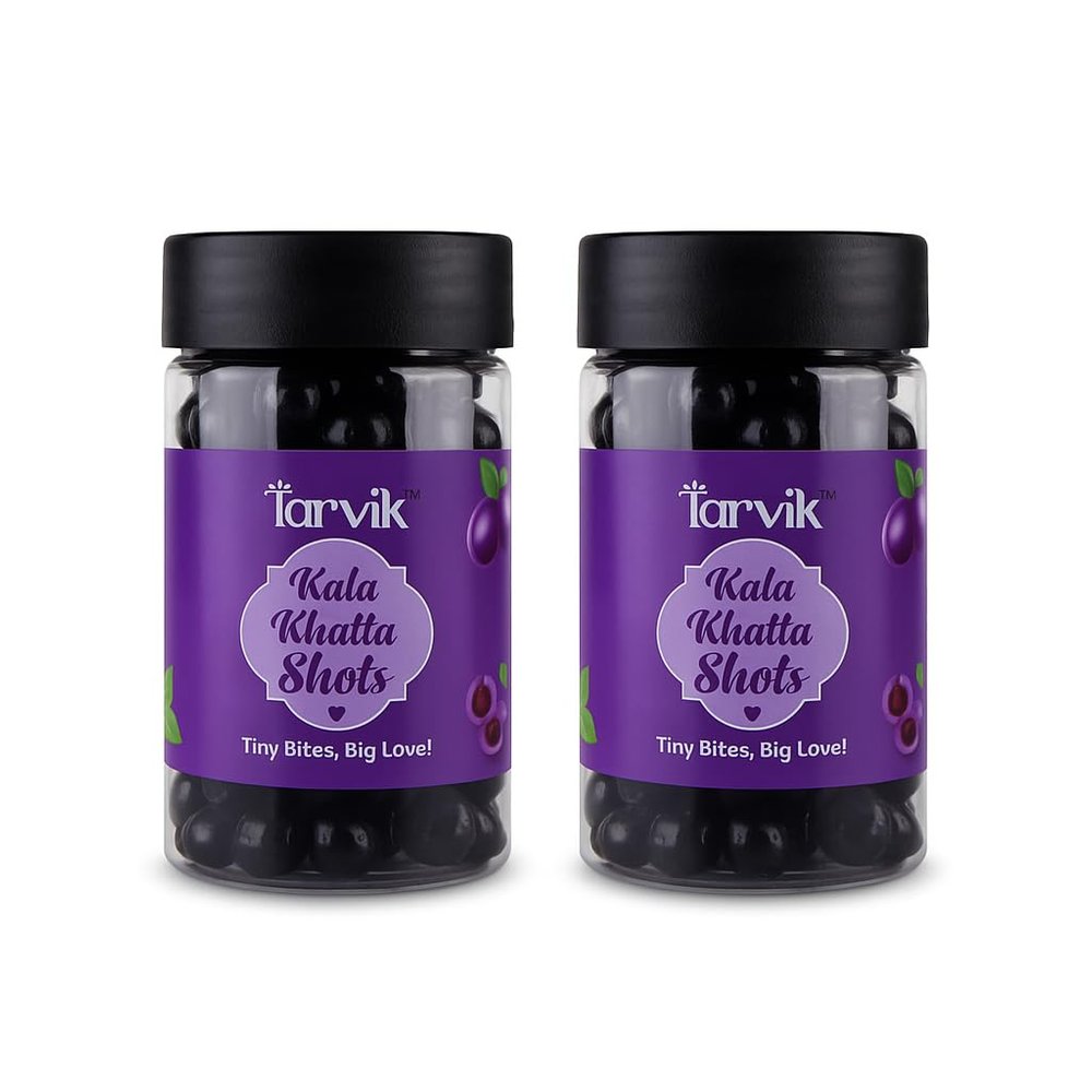 Tarvik Kala Khatta Shots  Tangy & Sweet Jamun Flavored Candy | Indian Chatpata Taste | Mouth-Watering Treat for All Ages | Digestive Candy | After-Meal Snack | Sweet & Sour Delight (Pack of 2)