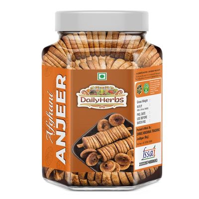 DailyHerbs Premium Afghani Anjeer 200gm Jar Pack | Whole Natural Dried Figs | Soft Texture & Naturally Sweet | No Added Sugar | Rich Source Of Fiber | Healthy Snack Dry Fruits