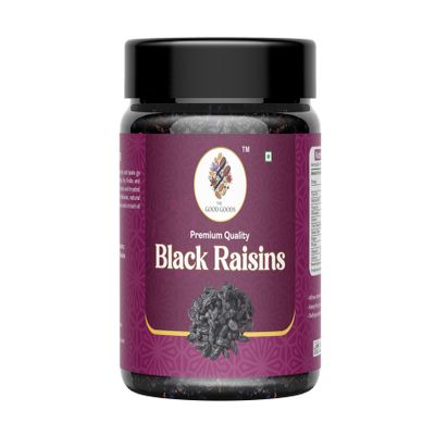 THE GOOD GOODS Seedless Black Raisins 250gm | Rich in iron & antioxidants | Soft & juicy seedless Kali kishmish | Natural Sweet Black Raisins
