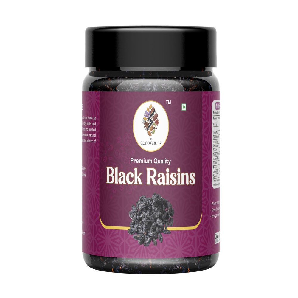THE GOOD GOODS Seedless Black Raisins 250gm | Rich in iron & antioxidants | Soft & juicy seedless Kali kishmish | Natural Sweet Black Raisins