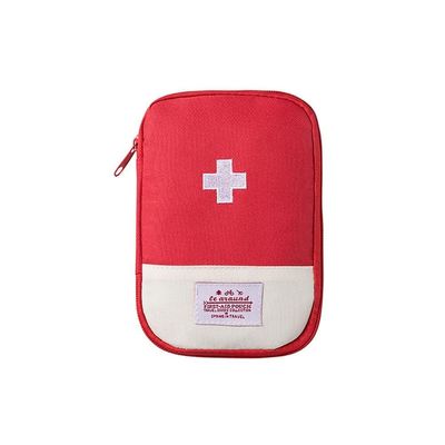 Buyzie Emergency Mini First Aid Kit Pouch | Polyester Medicine Storage Bag | Medical Empty Bag for Outdoor, Camping, Hiking, Travel (Red)