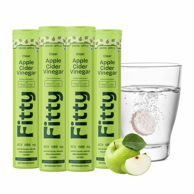 Fitty Apple Cider Vinegar Fizz 600mg| With Vitamin B6 & Stevia | Zero Sugar (Green Apple)