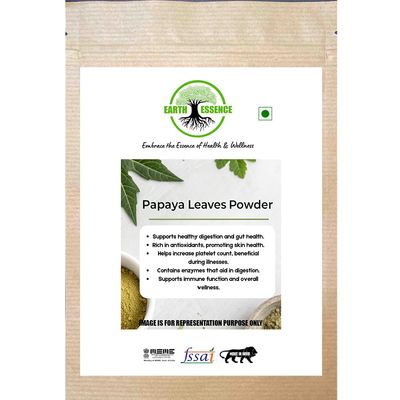 EARTHESSENCE Papaya Leaves Powder | 100g | 100% Pure Papaya Leaf Powder || Immune Booster, Detox & Health Tonic | Supports Platelet Count & Digestion| Anti-Oxidant | Skin Rejuvenation