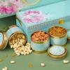 Agrisafe Diwali Gift Hamper | Diwali Dry fruit Box | Elegant Floral Motif Design With Matching Tin Jars | Festive Gifting | Corporate Gifts for Employees & Clients | Almonds, Cashews & Raisins (450gm Total) view 4