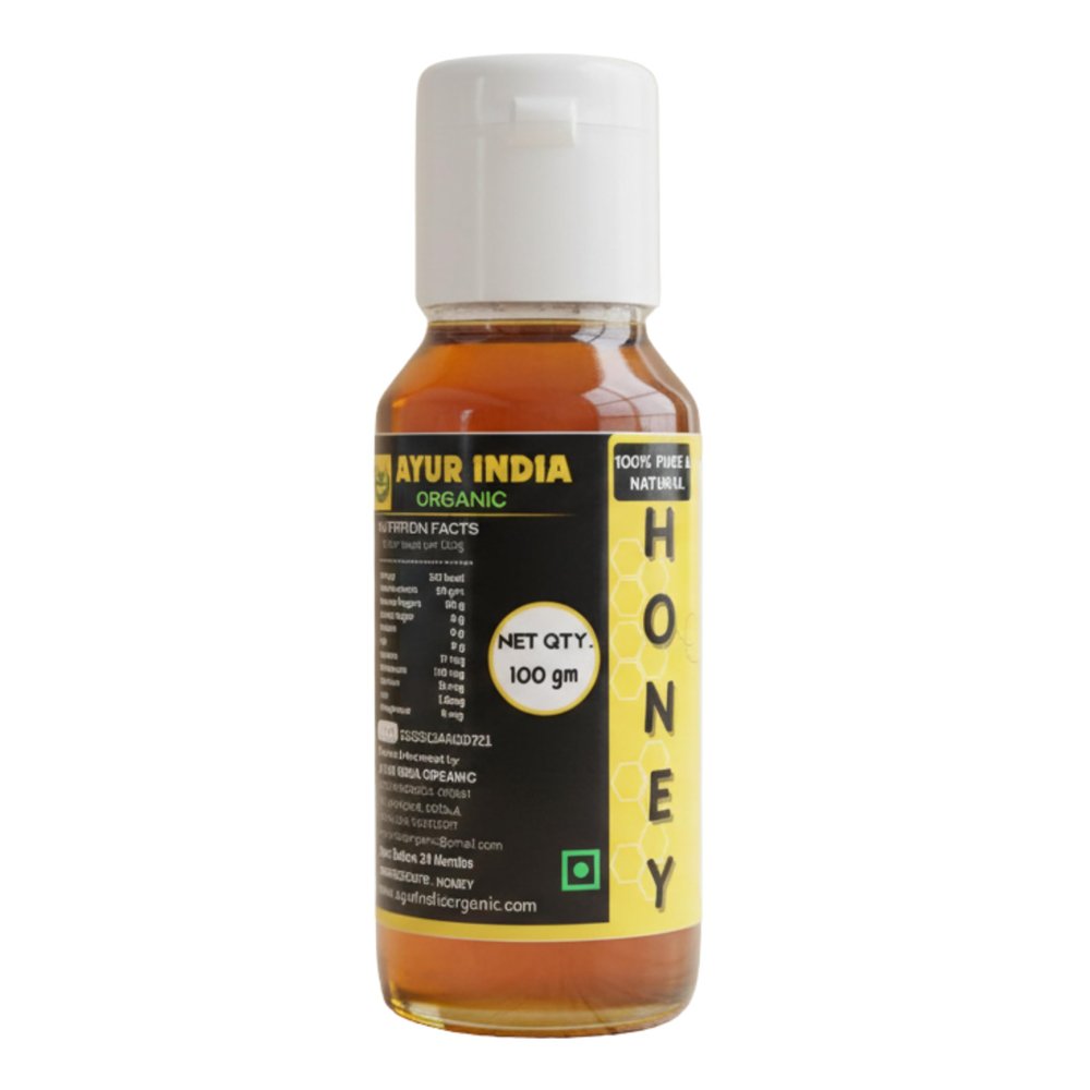 Ayur India Organic Honey | 100% Pure and Natural | No Sugar Adulteration | 500gram Bottle (pack of 5) 100 gram Each