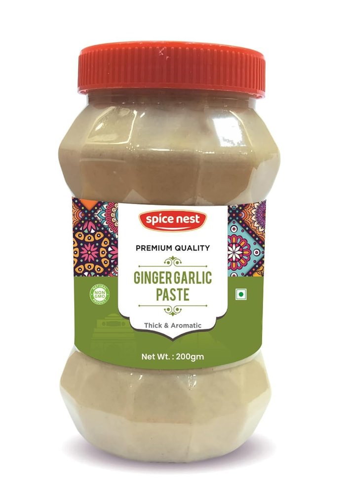 Spice Nest Ginger Garlic Paste Premium Fresh Natural Thick Aromatic Ready to Use Cooking Essential for Curries Marinades Soups Stir Fries Preservative Free (Pack of 1, Ginger Garlic Paste 200gm)