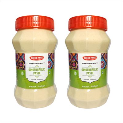Spice Nest Ginger Garlic Paste Premium Fresh Natural Thick Aromatic Ready to Use Cooking Essential for Curries Marinades Soups Stir Fries Preservative Free (Pack of 2, Ginger Garlic Paste 500gm)
