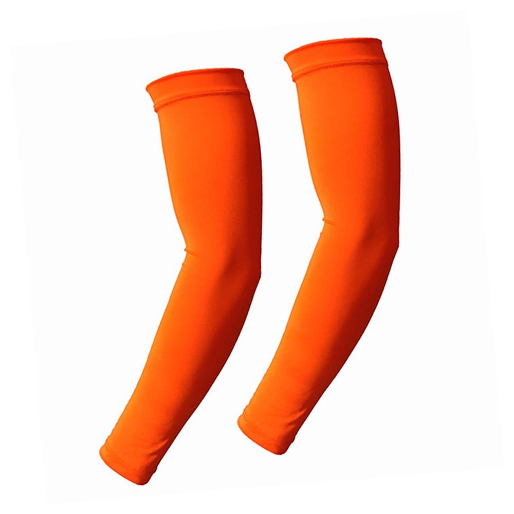BNF Orange Breathable Arm Sleeves for Summer Outdoor Activities | Full Arm Protection with Milk Silk Fabric | Versatile Cycling, Hiking & Walking | Compact 45cm Length for Men