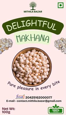 Delightful Makhana, 100% Organic Fox Nuts, Snack, 100g
