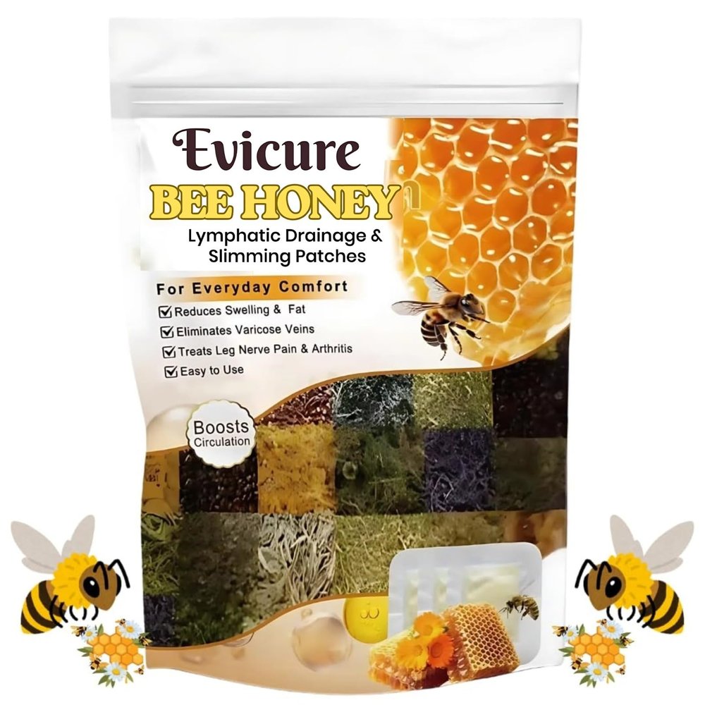 Evicure Bee Honey Lymphatic Drainage Patches, Pain Relief and Varicose Vein Treatment, 10 Patches (1)