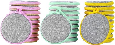 Hakily 2 in 1 Kitchen Sponge Double-Sided Multicolor Cleaning Sponge Pot Pan Dishwashing Sponge Reusable Household Cleaning Tools Dishwashing Brushes (3)