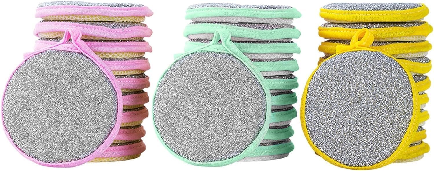 Hakily 2 in 1 Kitchen Sponge Double-Sided Multicolor Cleaning Sponge Pot Pan Dishwashing Sponge Reusable Household Cleaning Tools Dishwashing Brushes (3)