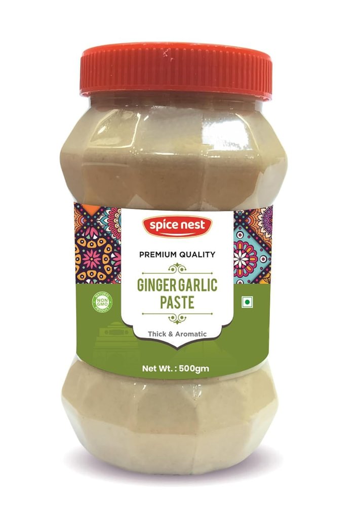 Spice Nest Ginger Garlic Paste Premium Fresh Natural Thick Aromatic Ready to Use Cooking Essential for Curries Marinades Soups Stir Fries Preservative Free (Pack of 1, Ginger Garlic Paste 500gm)