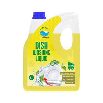 Confressa Dishwash Gel | 5 Litre Refill Can | Dishwash Liquid | Cuts Through Grease | Safe On Hands (1, Yellow)
