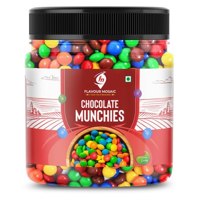 FLAVOUR MOSAIC Chocolate Munchies 800g | Colorful Candy Coated Chocolate Buttons | Gems for Cake Decoration, Gifting & Snacking | Kids & Adults Treat (Pack of 2, 400gm each)