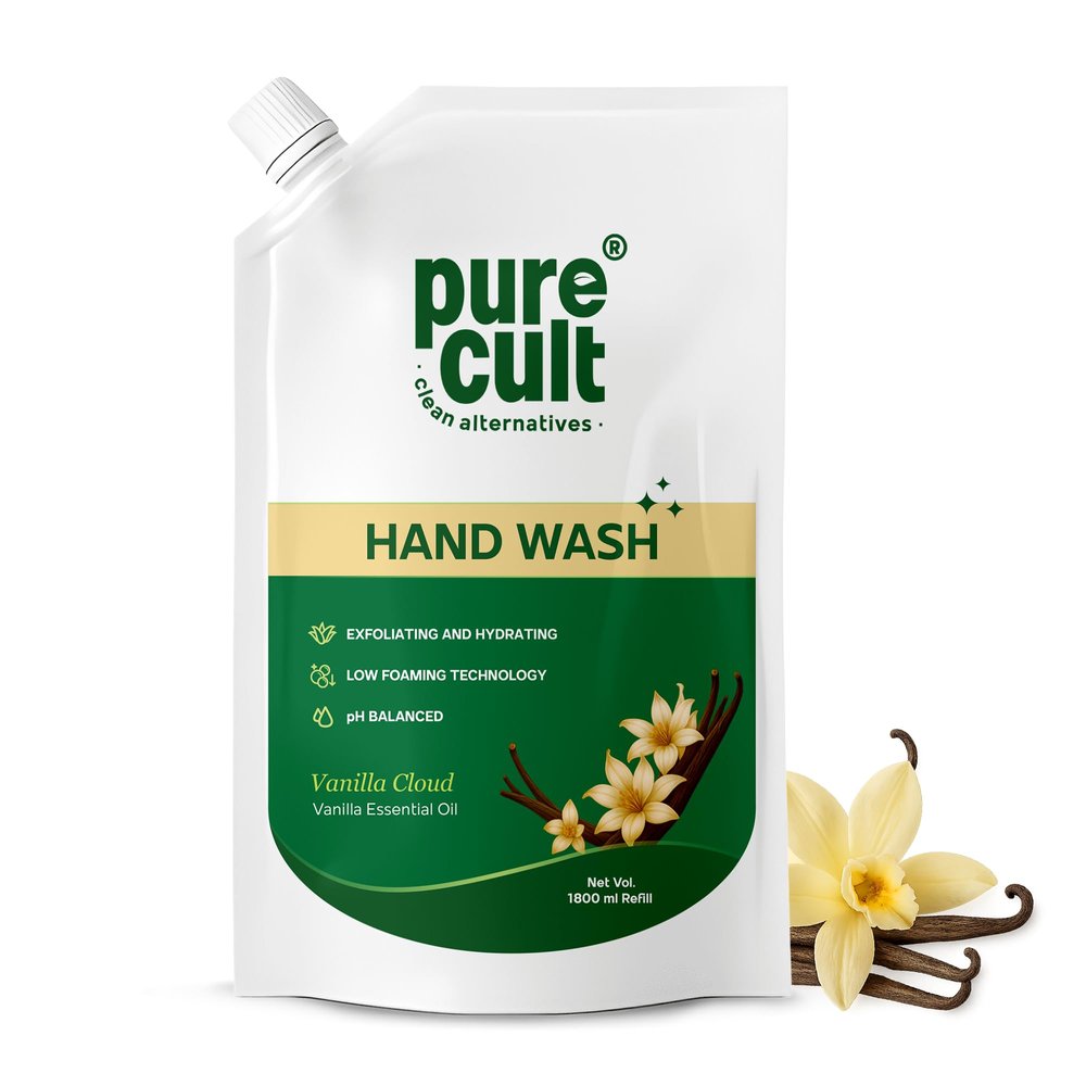 PureCult Handwash pH Balanced Zero with Vanilla-infused Essential Oil, (1800 ml, Vanilla Cloud)