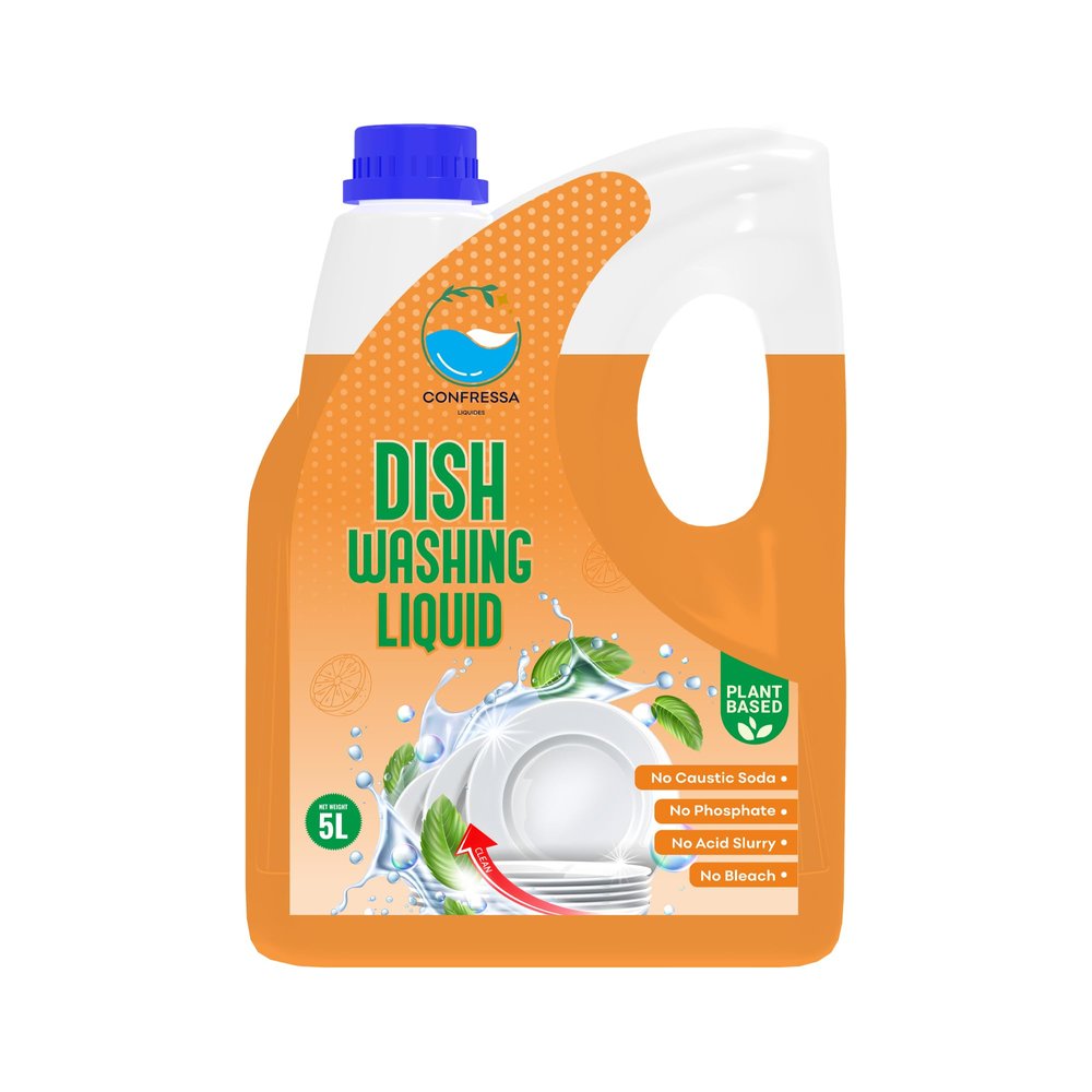 Confressa Dishwash Gel | 5 Litre Refill Can | Dishwash Liquid | Cuts Through Grease | Safe On Hands (1, Orange)