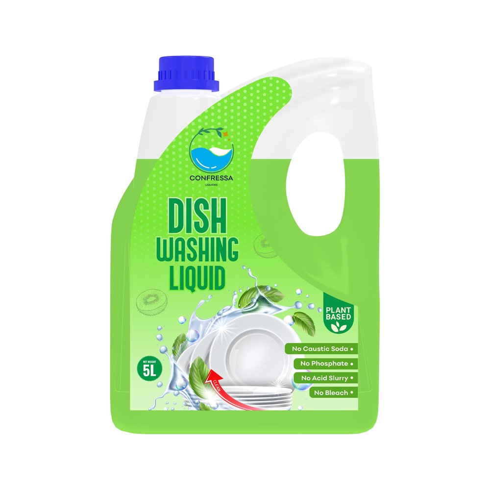 Confressa Dishwash Gel | 5 Litre Refill Can | Dishwash Liquid | Cuts Through Grease | Safe On Hands (1, Green)