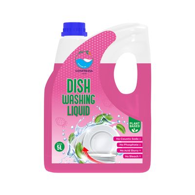 Confressa Dishwash Gel | 5 Litre Refill Can | Dishwash Liquid | Cuts Through Grease | Safe On Hands (1, Pink)