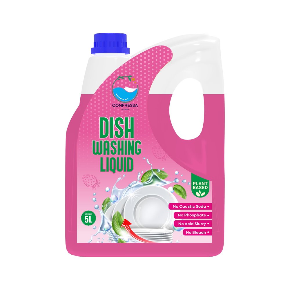 Confressa Dishwash Gel | 5 Litre Refill Can | Dishwash Liquid | Cuts Through Grease | Safe On Hands (1, Pink)