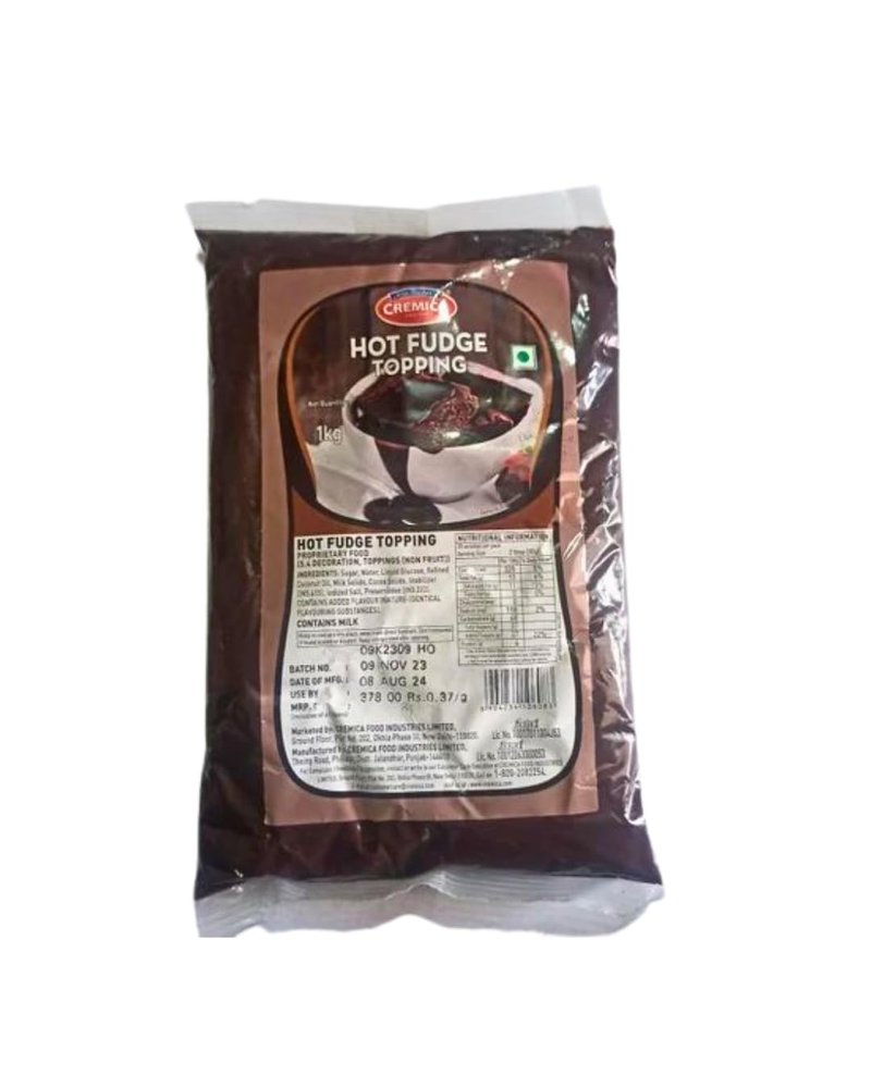 CREMICA Hot Fudge Topping | Chocolate Flavoured Syrup | 1 Kg | Rich Chocolate Flavour, Thick Texture | Perfect for Desserts, Ice Cream, Pancakes, Waffles, Cakes & Beverages (Pack of 2)