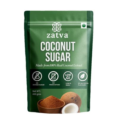 Zatva Coconut Sugar | Low GI Sugar | Unrefined Sugar Substitute | 400g | Pure Natural Sweetener