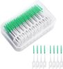 Styllent Pack of 80 Interdental Brushes, Soft Silicone Adaptive Interdental Brush, Teeth Cleaning Tool, Portable Dual-Use Dental Floss Stick for Cleaner, Interdental Brush, Back Brush (Green, M) (80) view 1