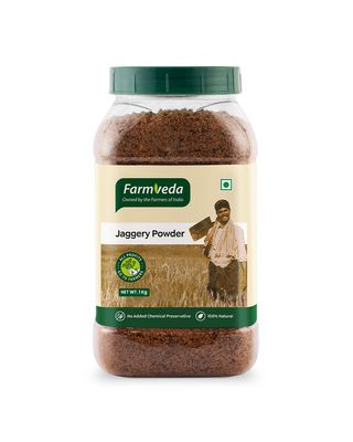 Farm Veda Jaggery Powder - 1 Kg | Natural Sweetener from Sugarcane Juice | No Chemicals or Preservatives | Iron Rich | Traditional Gud Powder | Healthy Sugar Alternative